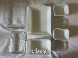 Pyrex Turquoise Amish Butterprint Lidded Refrigerator Dish Set of 4 (8-Pcs.)