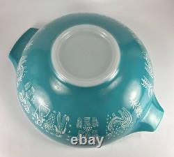 Pyrex Turquoise On White Amish Butterprint Cinderella Nesting Bowl Large 4Q 444