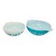 Pyrex Turquoise On White & Blue Amish Butterprint Cinderella Bowls 443 & 444
