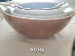 Pyrex VTG Early American set of 4Nesting Casserole/bowls New