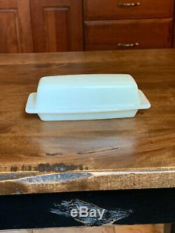 Pyrex Very Rare HTF 1980 Winter Frost White Opal Covered Butter Dish Mint