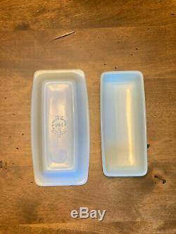 Pyrex Very Rare HTF 1980 Winter Frost White Opal Covered Butter Dish Mint