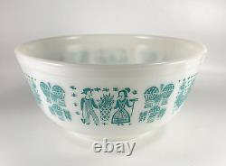 Pyrex White On Turquoise Amish Butterprint Mixing Bowl VTG 403 2 1/2 QT