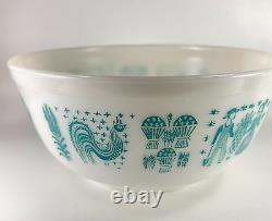 Pyrex White On Turquoise Amish Butterprint Mixing Bowl VTG 403 2 1/2 QT