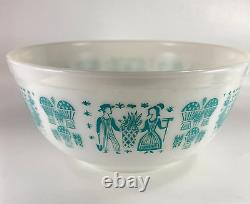 Pyrex White On Turquoise Amish Butterprint Mixing Bowl VTG 403 2 1/2 QT