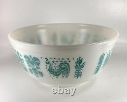 Pyrex White On Turquoise Amish Butterprint Mixing Bowl VTG 403 2 1/2 QT