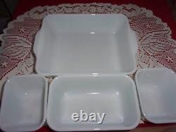 Pyrex turquoise Butterprint 501 502 503 refrigerator dishes w lids complete EUC