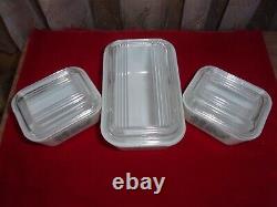 Pyrex turquoise Butterprint 501 502 503 refrigerator dishes w lids complete EUC