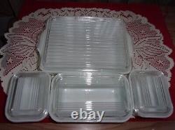 Pyrex turquoise Butterprint 501 502 503 refrigerator dishes w lids complete EUC