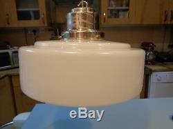 Qlarge Art Deco Milk Glass Light Shade Silver Plated Stepped Top 13 Diameter