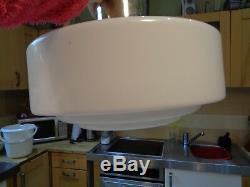 Qlarge Art Deco Milk Glass Light Shade Silver Plated Stepped Top 13 Diameter