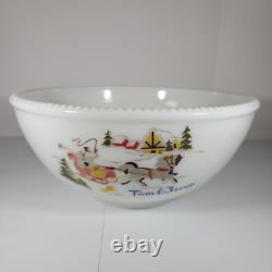 RARE 1940's McKee Milk Glass Sleigh Ride Tom & Jerry Hazel Atlas BOWL ONLY 11