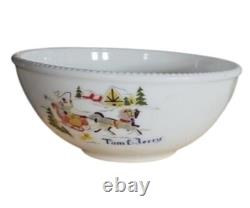 RARE 1940's McKee Milk Glass Sleigh Ride Tom & Jerry Hazel Atlas BOWL ONLY 11