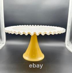RARE Amber Fenton ART GLASS Cake Stand/Plate Silvercrest Vtg Ruffled Edge