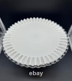 RARE Amber Fenton ART GLASS Cake Stand/Plate Silvercrest Vtg Ruffled Edge
