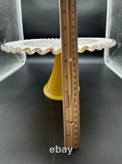 RARE Amber Fenton ART GLASS Cake Stand/Plate Silvercrest Vtg Ruffled Edge
