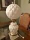 Rare-beautiful Fentonvintage Milk Glass Puffy White Quilted Gwtw Hurricane Lamp