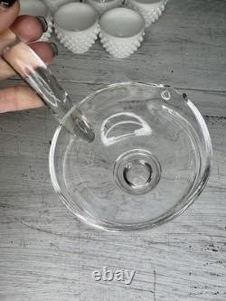 RARE Fenton Hobnail Milk Glass Pedestal Punch Bowl 12 Cups original Glass Ladle
