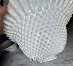 RARE Fenton Hobnail Milk Glass Pedestal Punch Bowl 12 Cups original Glass Ladle