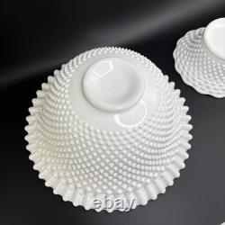 RARE Fenton Hobnail Milk Glass Pedestal Punch Bowl with12 Cups #3722 Very Big