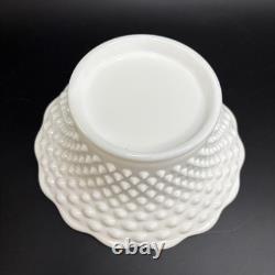 RARE Fenton Hobnail Milk Glass Pedestal Punch Bowl with12 Cups #3722 Very Big