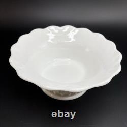 RARE Fenton Hobnail Milk Glass Pedestal Punch Bowl with12 Cups #3722 Very Big