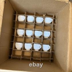 RARE Fenton Hobnail Milk Glass Pedestal Punch Bowl with12 Cups #3722 Very Big