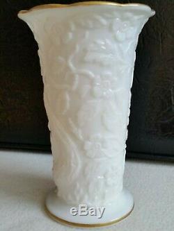 RARE Fenton Peacock Vase Gold Gilded Milk Glass 1933 Less than 50 8