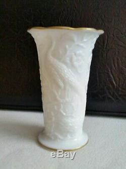 RARE Fenton Peacock Vase Gold Gilded Milk Glass 1933 Less than 50 8