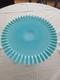 Rare! Fenton Turquoise Silvercrest Milk Glass Cake Stand Plate Aqua Blue Vintage