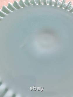 RARE! Fenton Turquoise Silvercrest Milk Glass Cake Stand Plate Aqua Blue Vintage