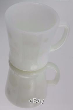 RARE Fire King White Polka Dots D HANDLE MUG Milk Glass Mugs Coffee Tea Cup