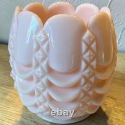 RARE Fostoria Pink Milk Glass Rose Bowl Scalloped Rim Ruffle Draped 4 Tall