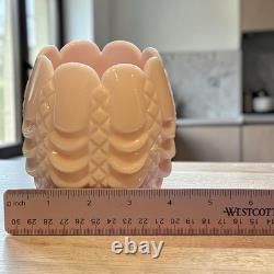 RARE Fostoria Pink Milk Glass Rose Bowl Scalloped Rim Ruffle Draped 4 Tall