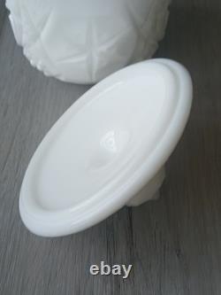 RARE Fostoria Winburn Pattern Handmade Milk Glass Canister Jar & Lid 7H x 4.5