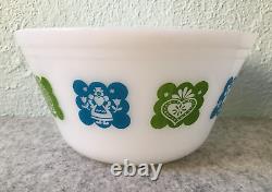 RARE Green & Blue Pennsylvania Dutch Milk Glass Federal 9 Mixing Bowl Vintage