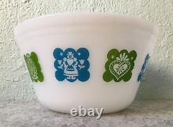 RARE Green & Blue Pennsylvania Dutch Milk Glass Federal 9 Mixing Bowl Vintage