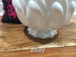 RARE HEAVY Indiana Glass 1009 Centerpiece Bowl Ribbed Milk Glass Leaves 8.5''X6