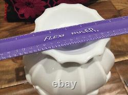 RARE HEAVY Indiana Glass 1009 Centerpiece Bowl Ribbed Milk Glass Leaves 8.5''X6