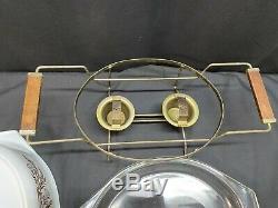 RARE / HTF Pyrex GOLDEN THISTLE #045 with Lid and Warming Rack