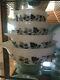 Rare Htf Pyrex Gooseberry Black & White Cinderella Nesting Mixing Bowls Exc