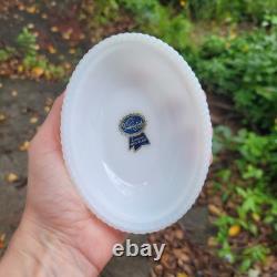 RARE Imperial Glass Duck On Nest, White Milk Glass Covered Dish, Sticker/Stamped