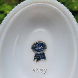 RARE Imperial Glass Duck On Nest, White Milk Glass Covered Dish, Sticker/Stamped