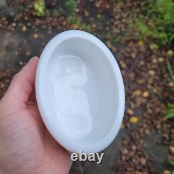RARE Imperial Glass Duck On Nest, White Milk Glass Covered Dish, Sticker/Stamped