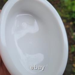 RARE Imperial Glass Duck On Nest, White Milk Glass Covered Dish, Sticker/Stamped