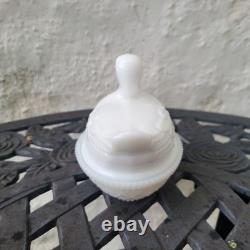 RARE Imperial Glass Duck On Nest, White Milk Glass Covered Dish, Sticker/Stamped