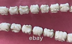 RARE Individually Knotted White Milk Glass Ornate Bead NecklaceFor Repair 12.5in
