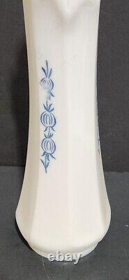 RARE L E Smith Blue Onion Swung White 8 Panel Milk Glass Vase 11 1/2