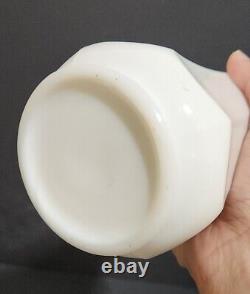 RARE L E Smith Blue Onion Swung White 8 Panel Milk Glass Vase 11 1/2