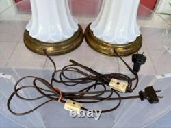 RARE Mid Century Modern Milk Glass White Tall Lamps
